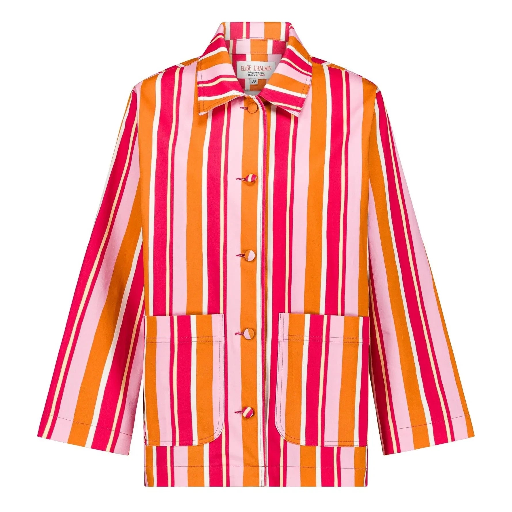 Elise Chalmin - Lucie Cotton Striped Jacket | Pink