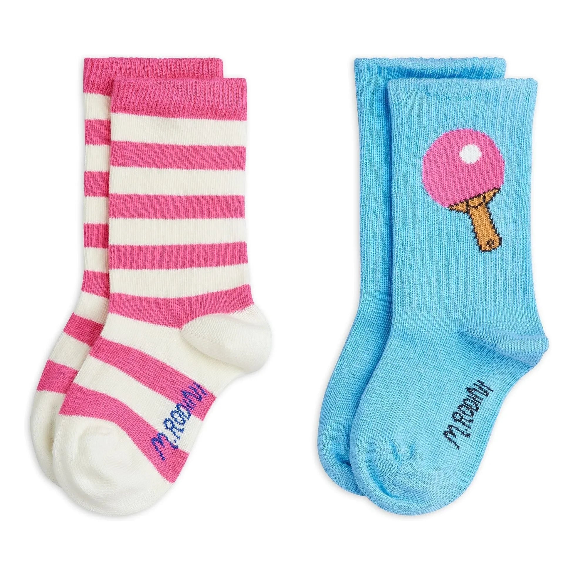 Mini Rodini - 2 Çift Çizgili Organik Pamuklu Çorap Seti | Pembe