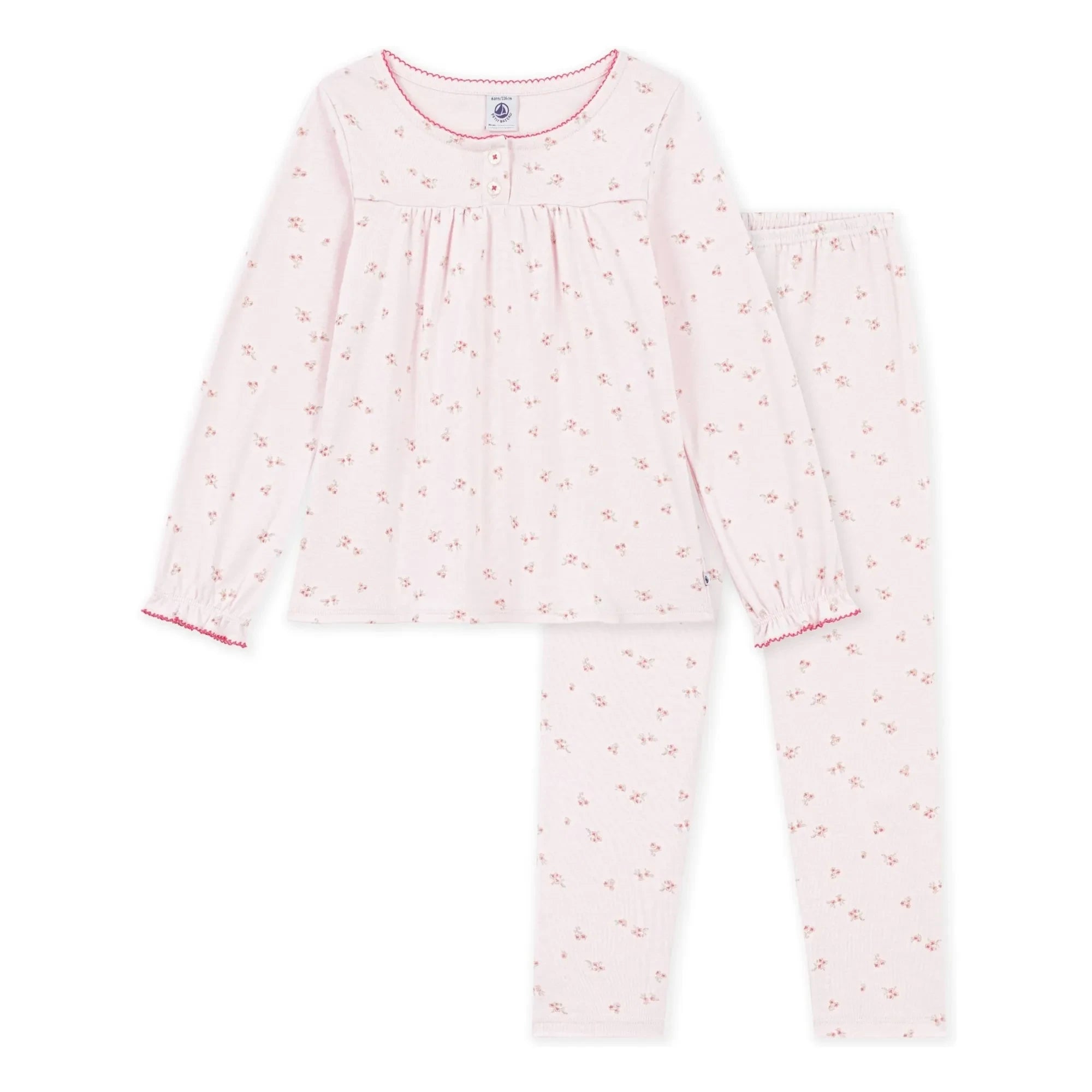 Petit Bateau - Organik pamuklu çiçek desenli pijama | Pembe