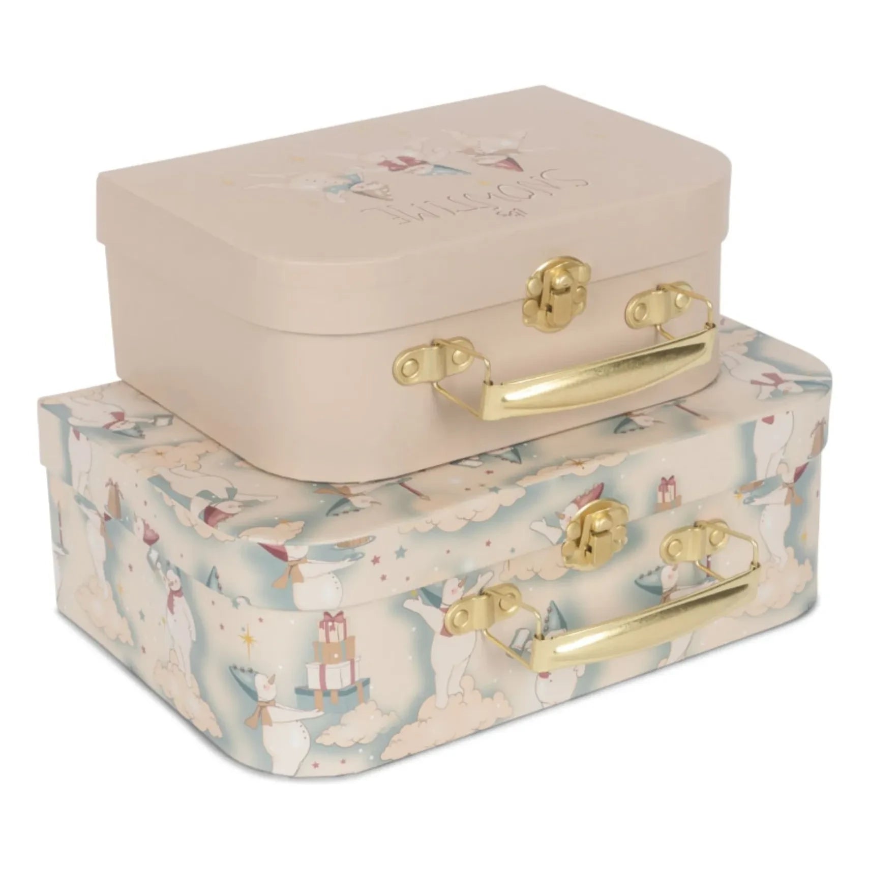 Konges Sløjd - Schneeflocken kleine Kartonkoffer - 2er Set | Beige