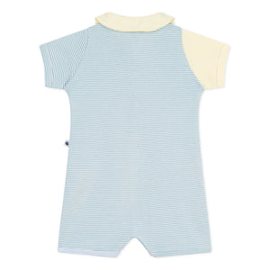 Petit Bateau – Gestreifter Schlafanzug-Jumpsuit kurz | Blau