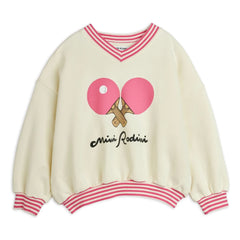 Mini Rodini - Gestreiftes Sweatshirt Ping Pong Bio-Baumwolle | Weiß