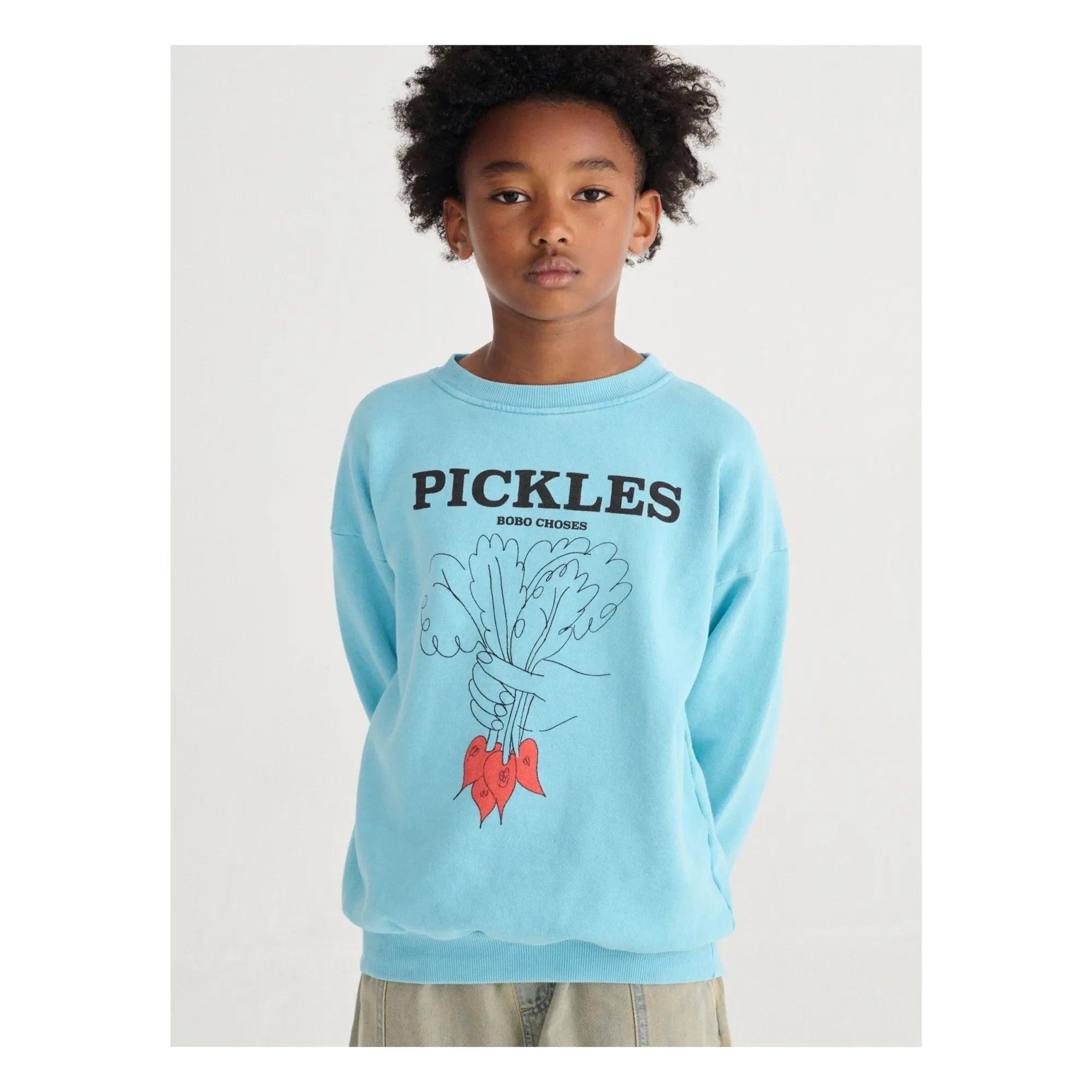 Bobo Choses - Pickles organik pamuk sweatshirt | Açık mavi