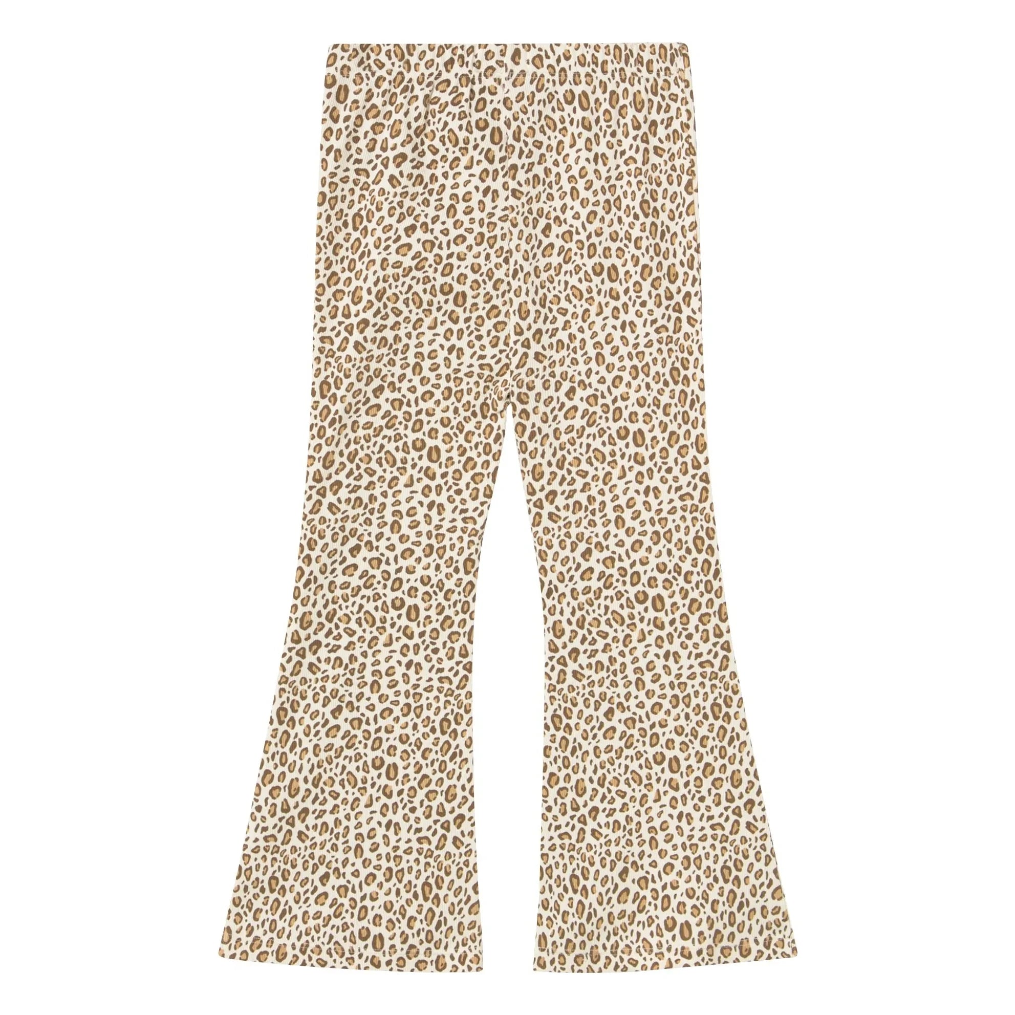 Tinycottons - Ripp-Schlaghose aus Bio-Baumwolle mit Leopardenmuster | Beige
