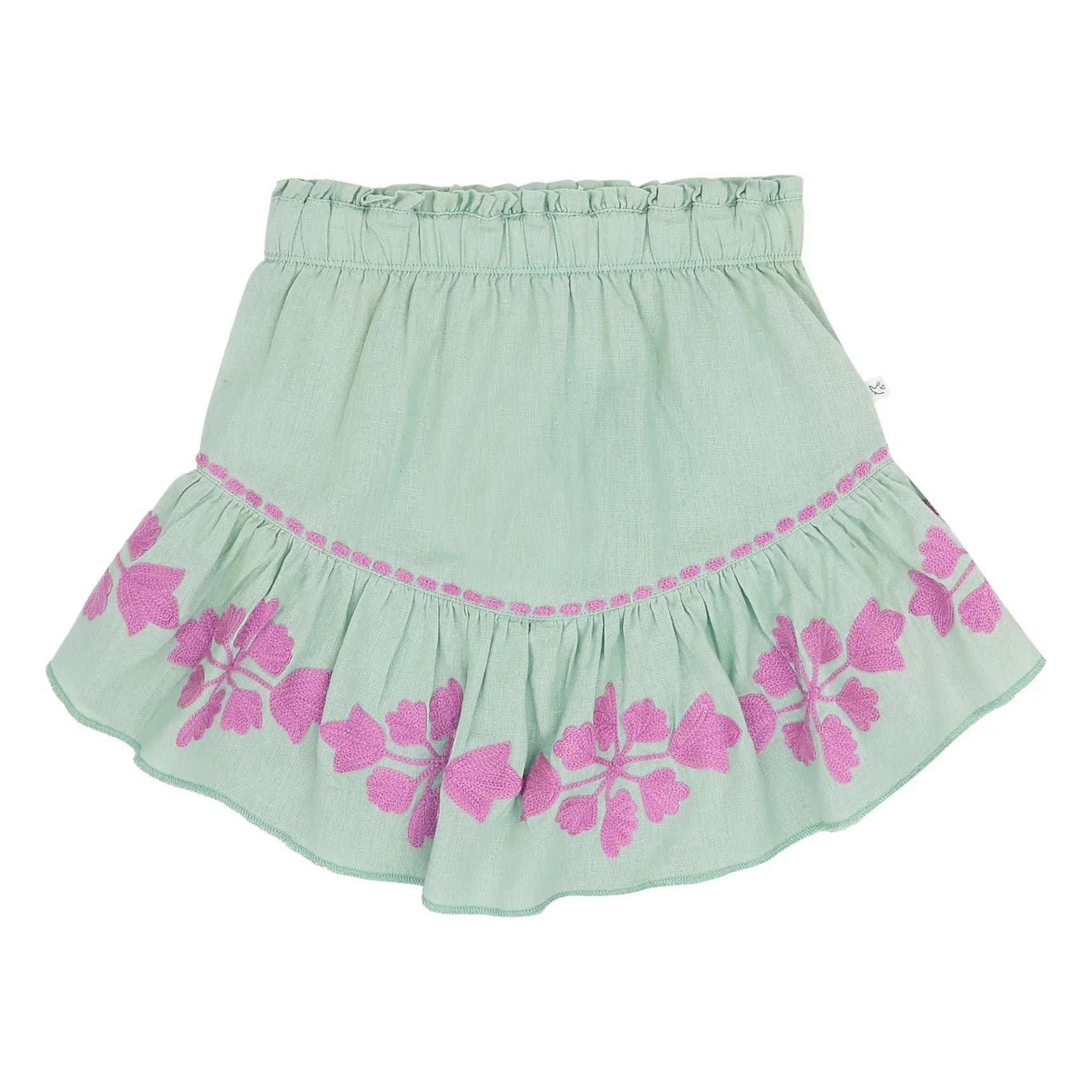 Jenest - Cécile Linen Embroidered Skirt | Almond green