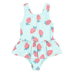 Búho - Baby-Badeanzug mit Kordelzug und Erdbeermuster | Aqua