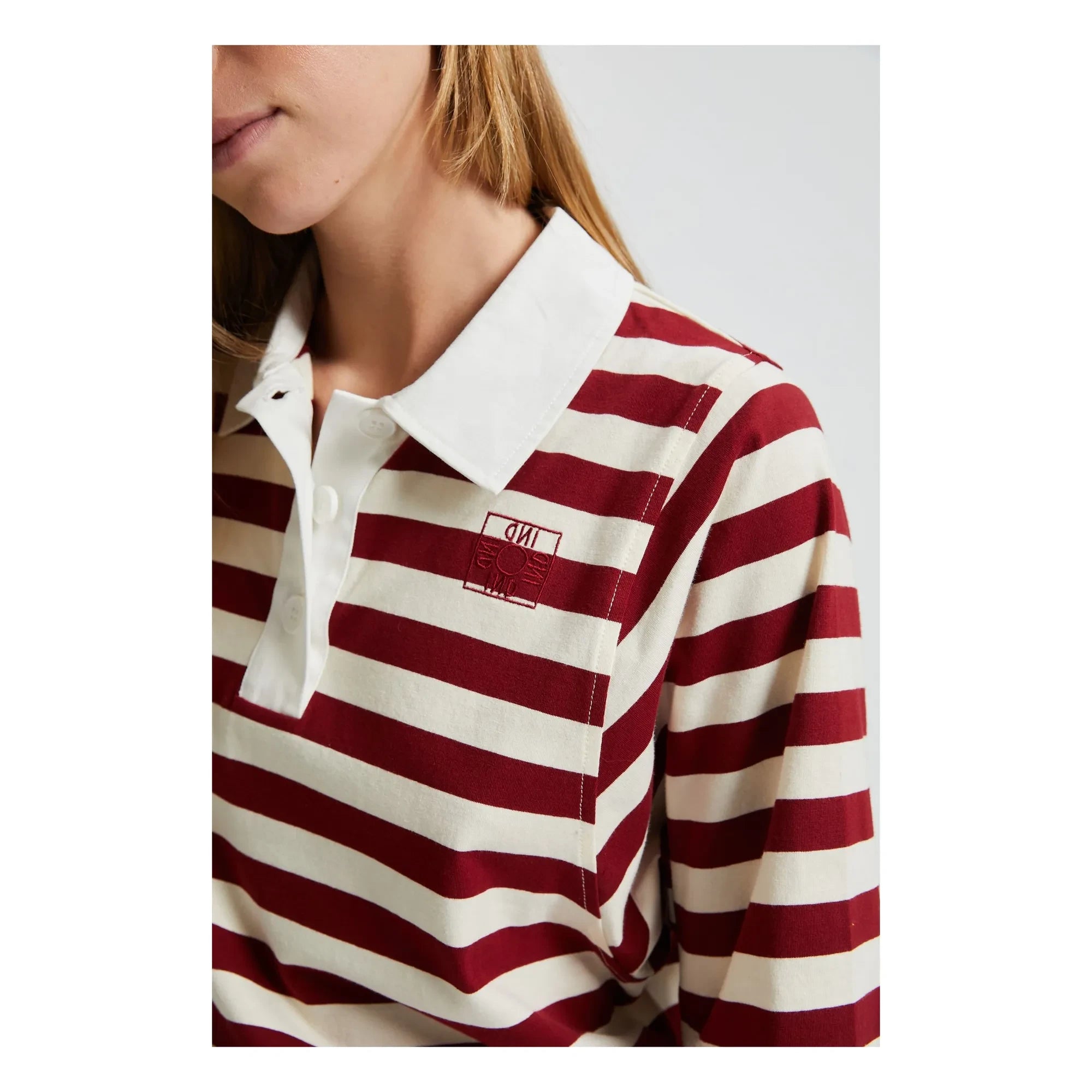 Indee - Çizgili polo tişört | Bordo