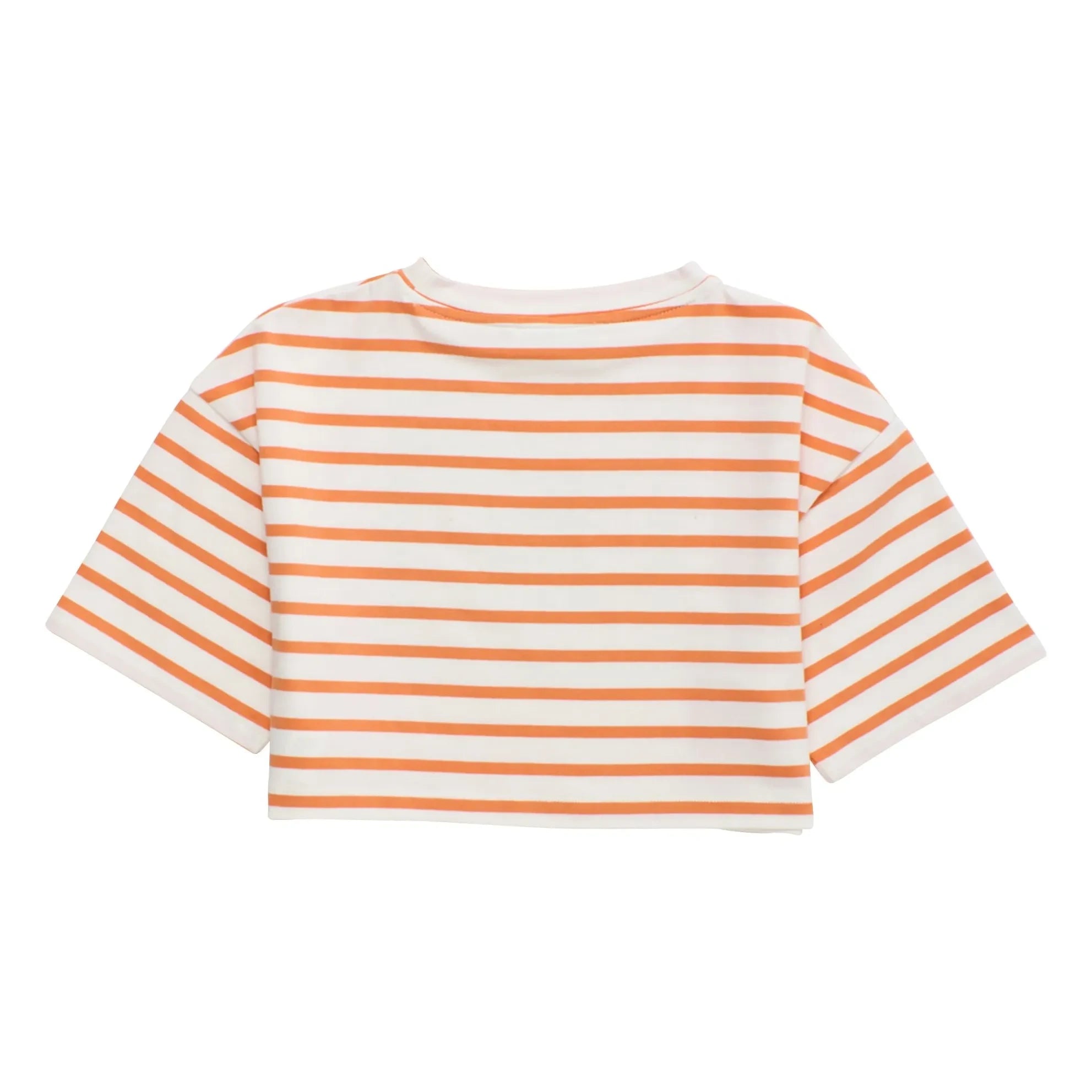 Maison Mangostan – Gestreiftes Crop-T-Shirt | Orange