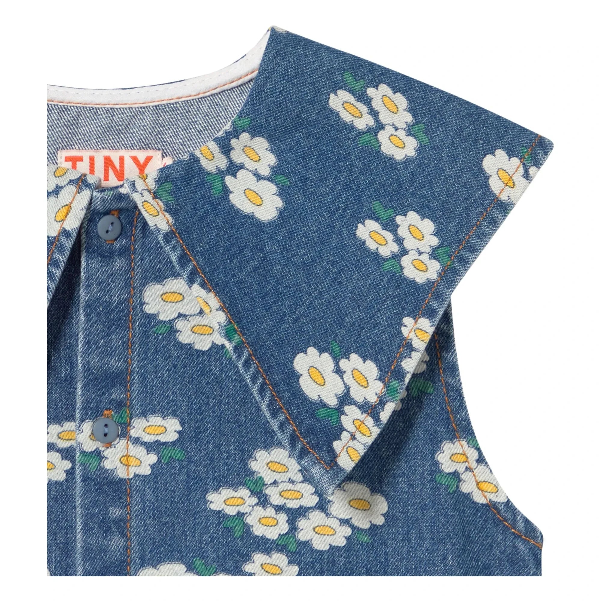 Tinycottons - Kot Oversize Yaka Papatya Elbise | Mavi