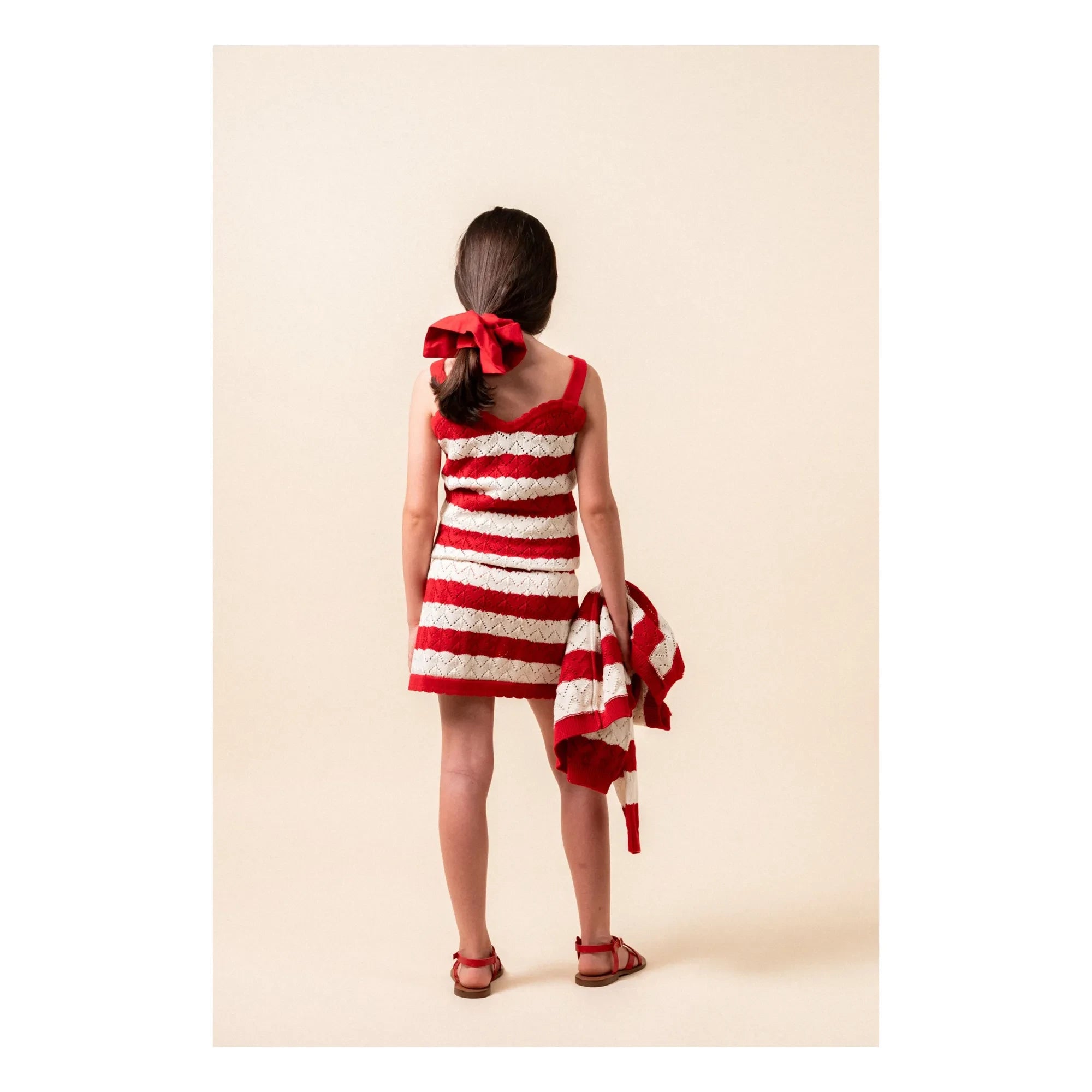 birinit - Chili Gestreiftes Top Pointelle | Rot