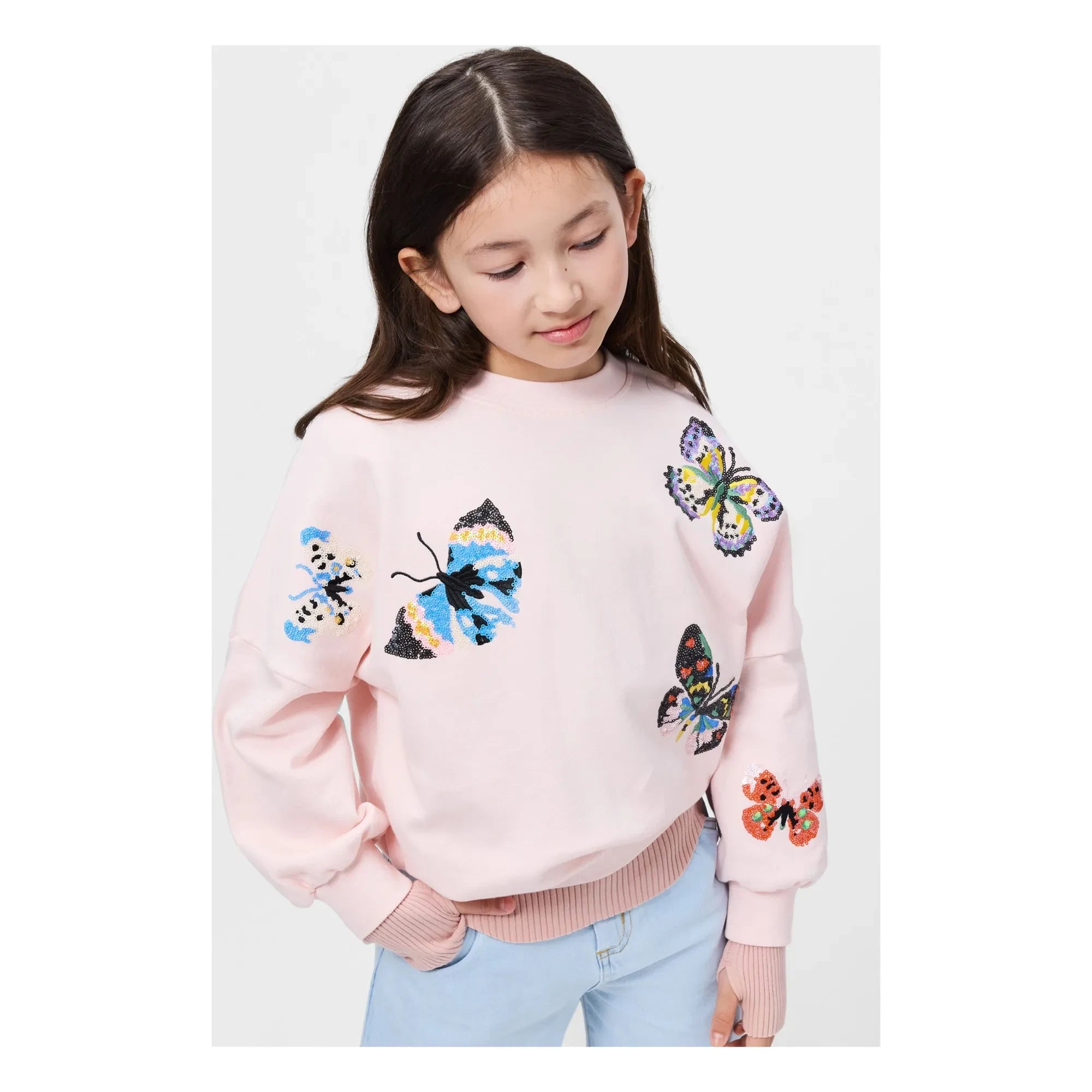 Molo - Marika Schmetterlinge Bio-Baumwoll-Sweatshirt | Hellrosa