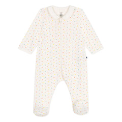 Petit Bateau - Banta Organik Pamuklu Patikli Pijama | Beyaz