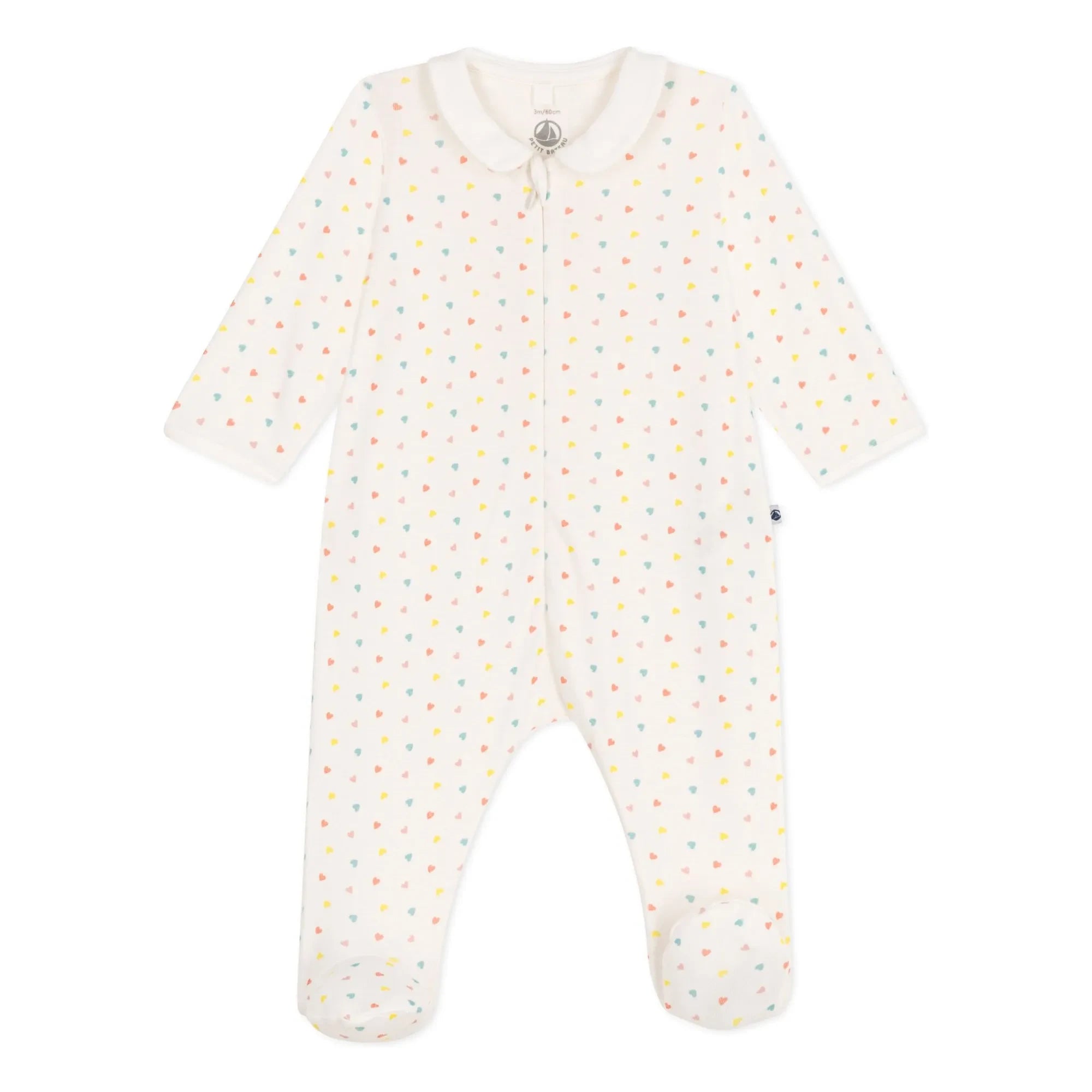 Petit Bateau - Banta Organik Pamuklu Patikli Pijama | Beyaz