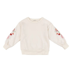 Babe & Tess - Besticktes Sweatshirt mit Blumen | Off-white