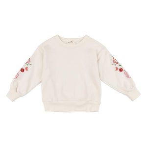 Babe & Tess - Besticktes Sweatshirt mit Blumen | Off-white