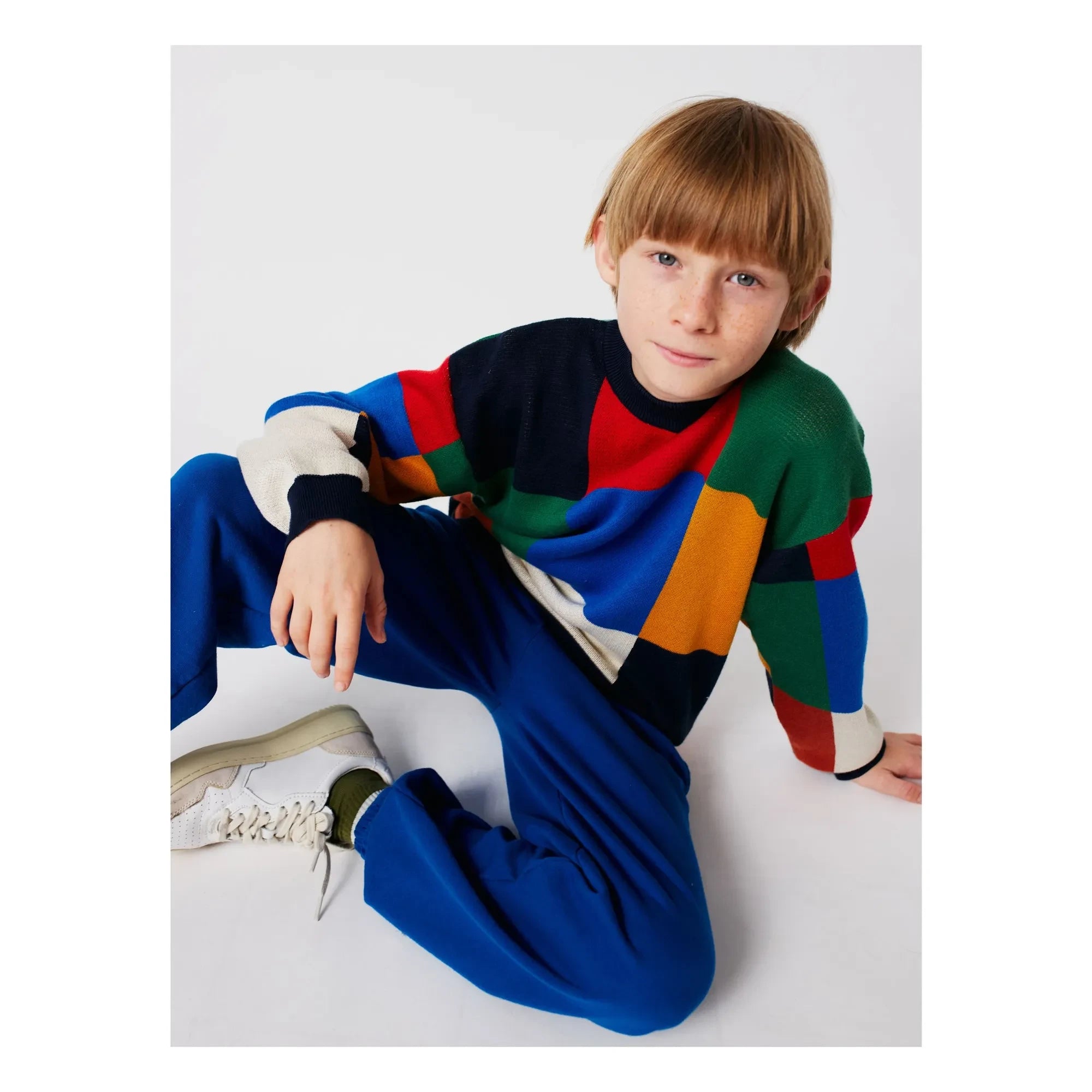 Bobo Choses - Organic Cotton Checkered Sweater | Blue