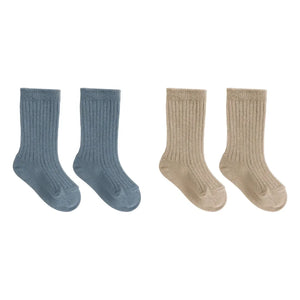 Quincy Mae – Set aus 2 Paar Socken aus Bio-Baumwolle | Graublau