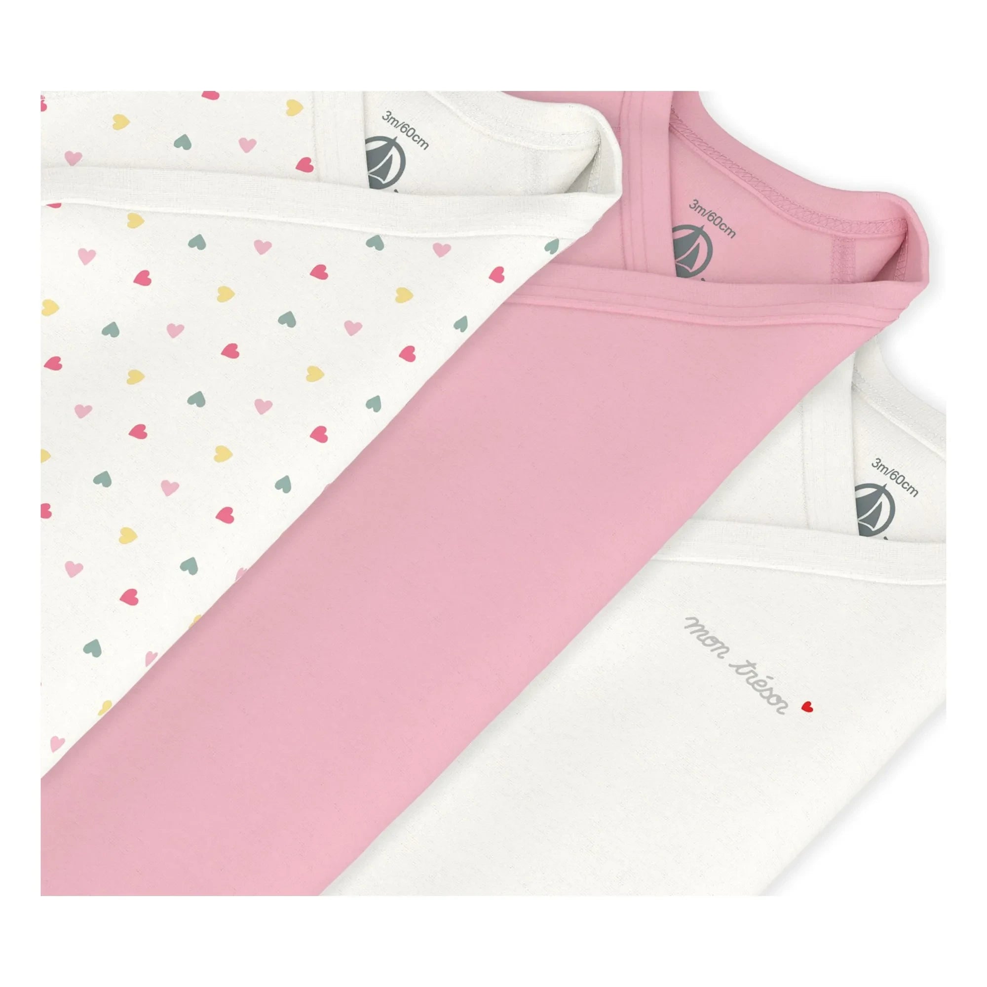 Petit Bateau - 3'lü Mon Trésor Organik Pamuk Çapraz Tulum Seti | Beyaz