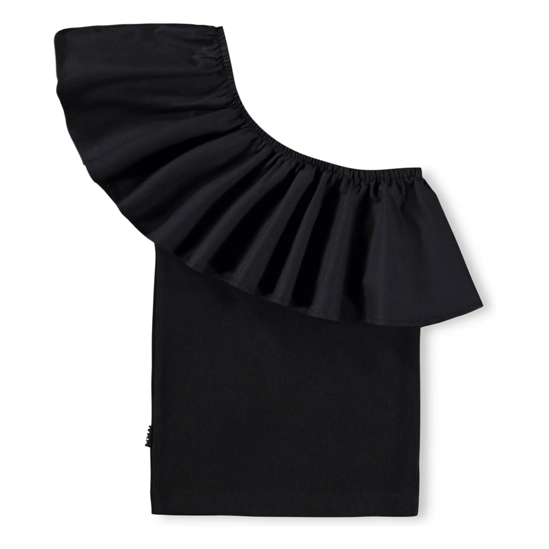 Molo - Rebecca Top Asymmetrische Rüschen Bio-Baumwolle | Schwarz