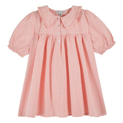Emile et Ida - Organik pamuklu gingham maksi elbise | Pembe