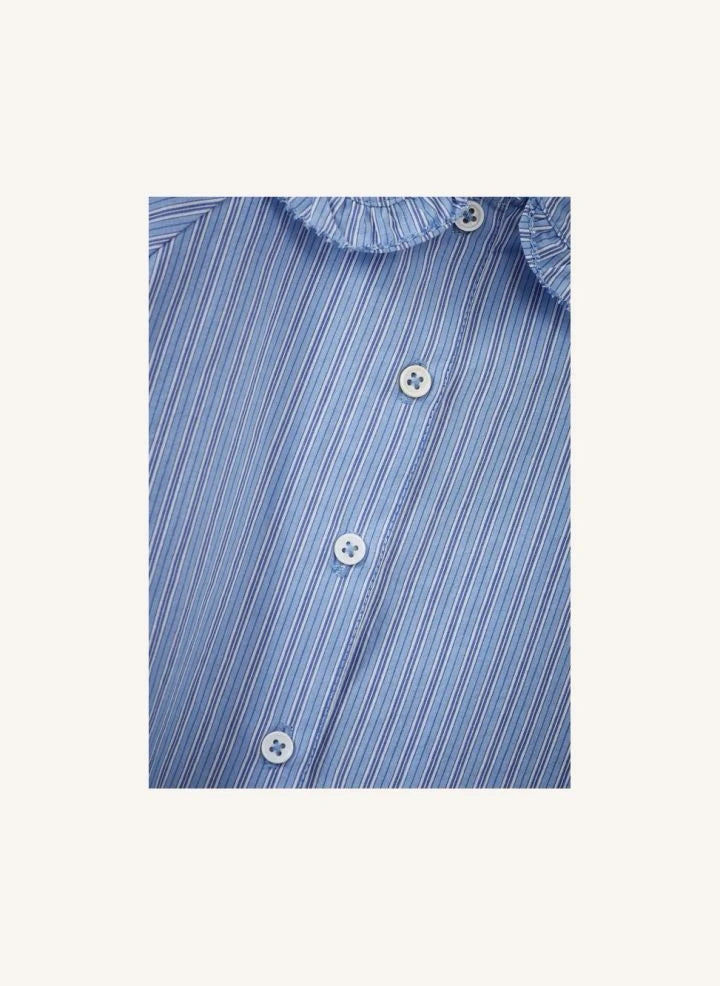 Caramel - Harper Çizgili Poplin Bluz | Mavi