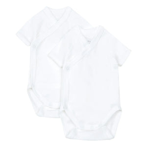 Petit Bateau - Düz Organik Pamuklu Bebek Body'leri - 2'li Set | Beyaz