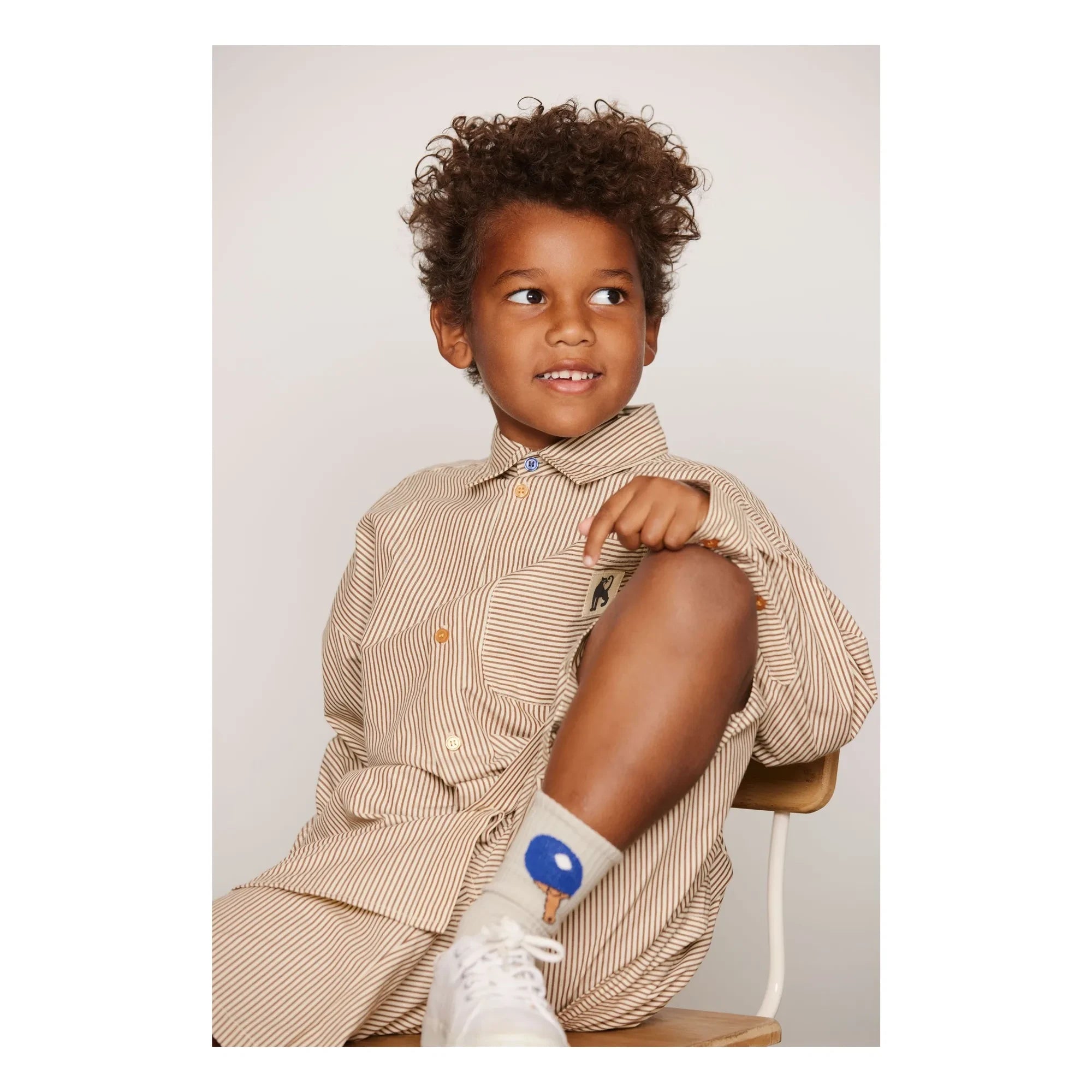 Mini Rodini - Striped Organic Cotton Poplin Shirt | Brown