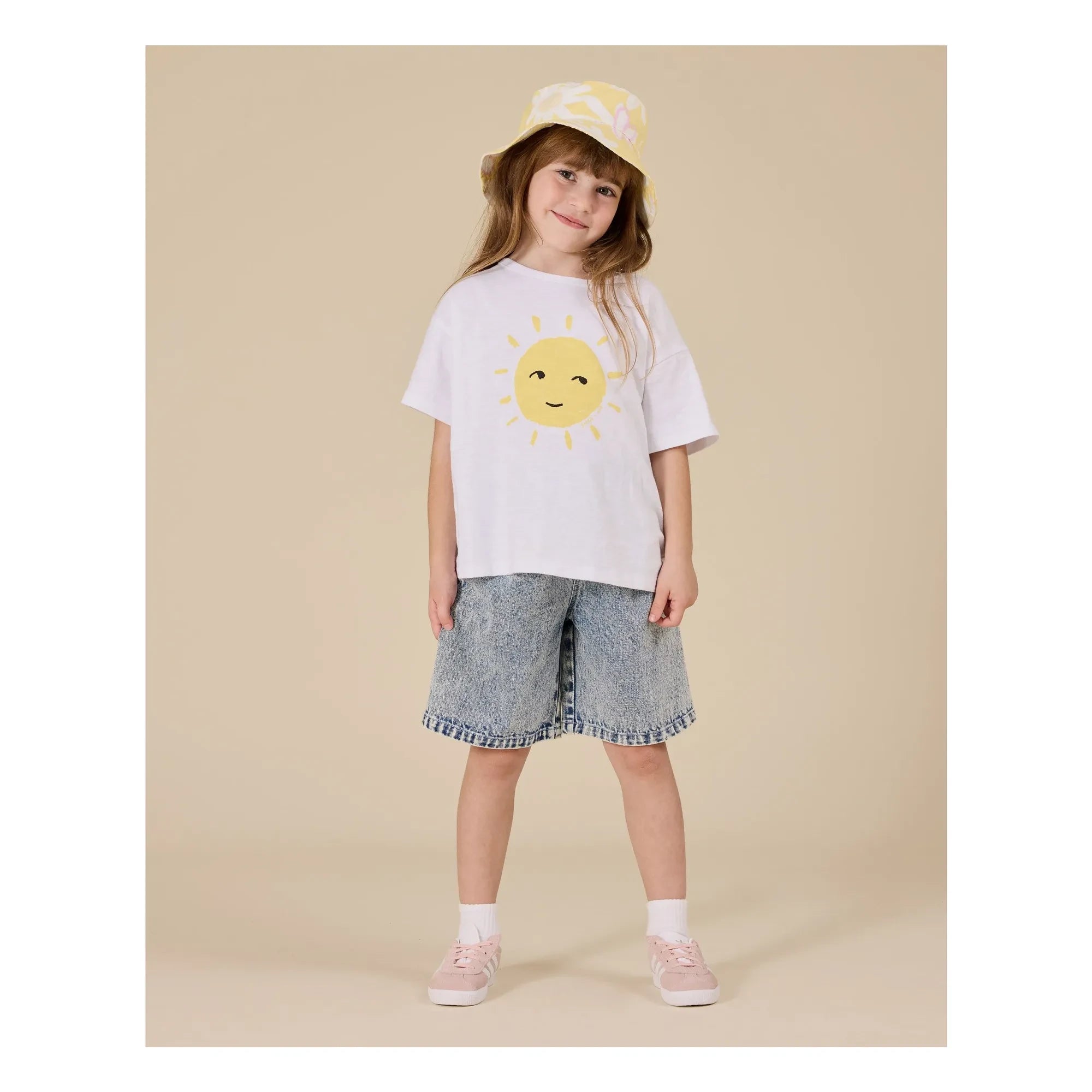 Goldie + Ace - Exclusive Goldie+Ace x Smallable - Oversize Soleil Tişört | Beyaz
