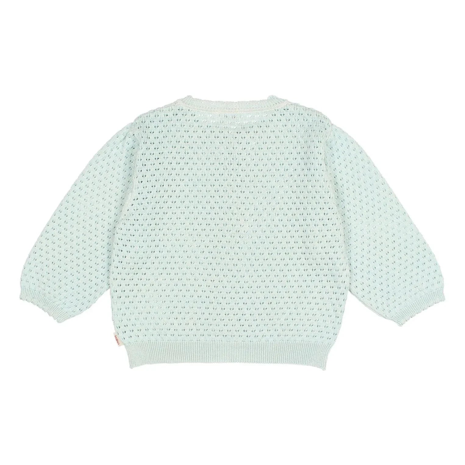 Búho - 3/4 Kollu Pointelle Bio-Baumwoll-Cardigan | Mintgrün