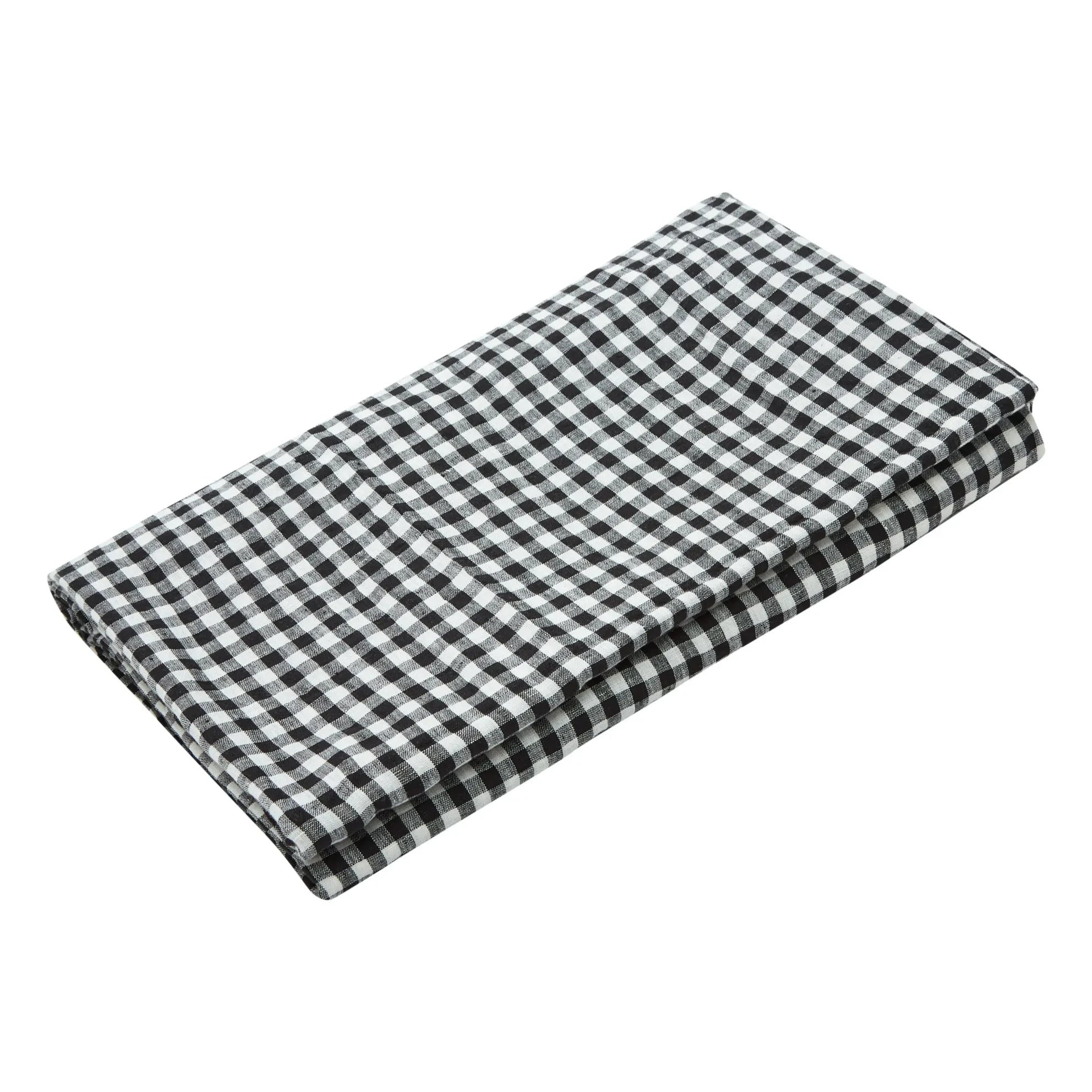 Gabrielle Paris - Gingham Washed Linen Tablecloth | Black