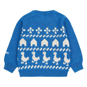 Bobo Choses - Bauernhaus Strickpullover aus Bio-Baumwolle | Blau