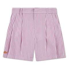 Lacoste - Çizgili Organik Pamuk Pinch Şort | Pembe