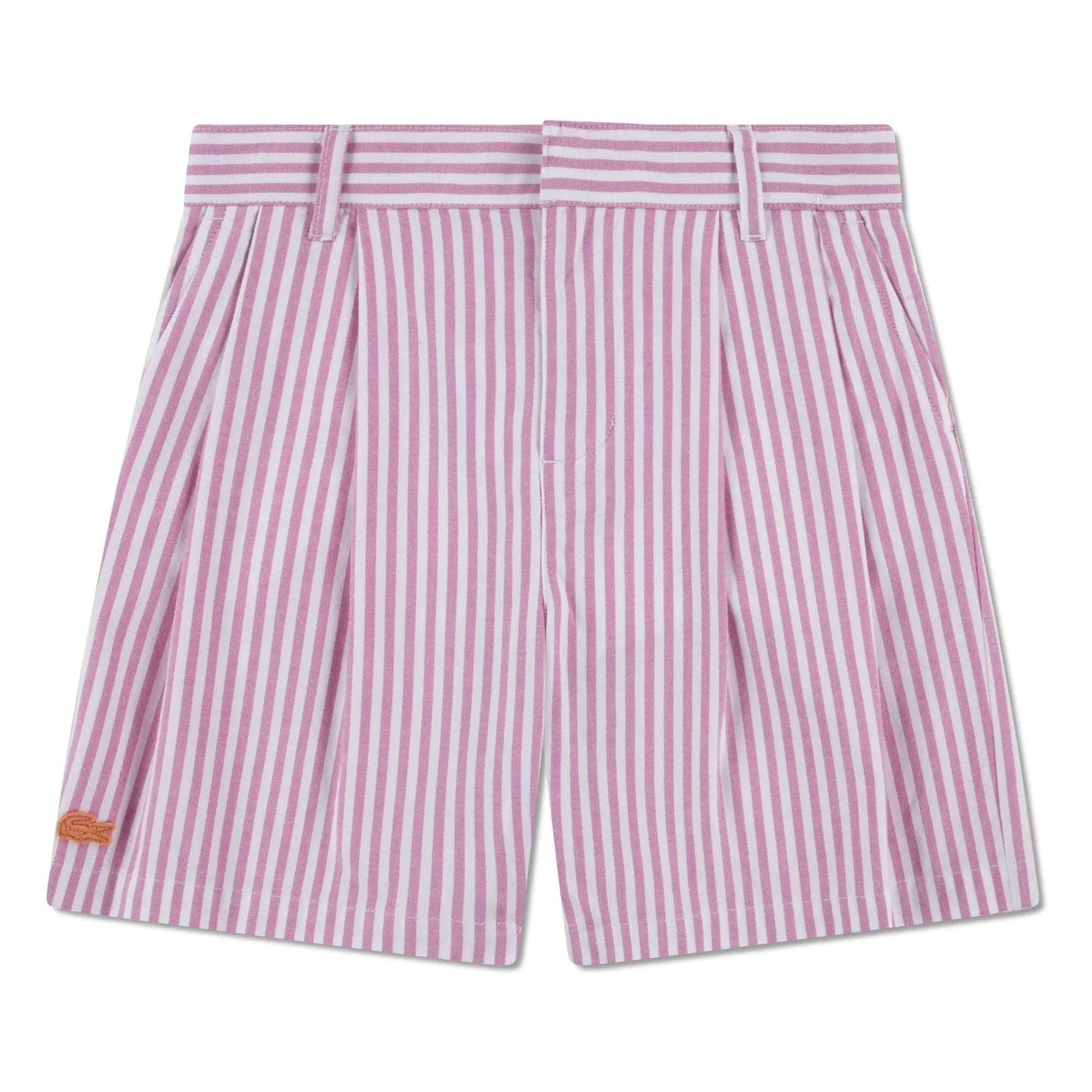 Lacoste - Çizgili Organik Pamuk Pinch Şort | Pembe