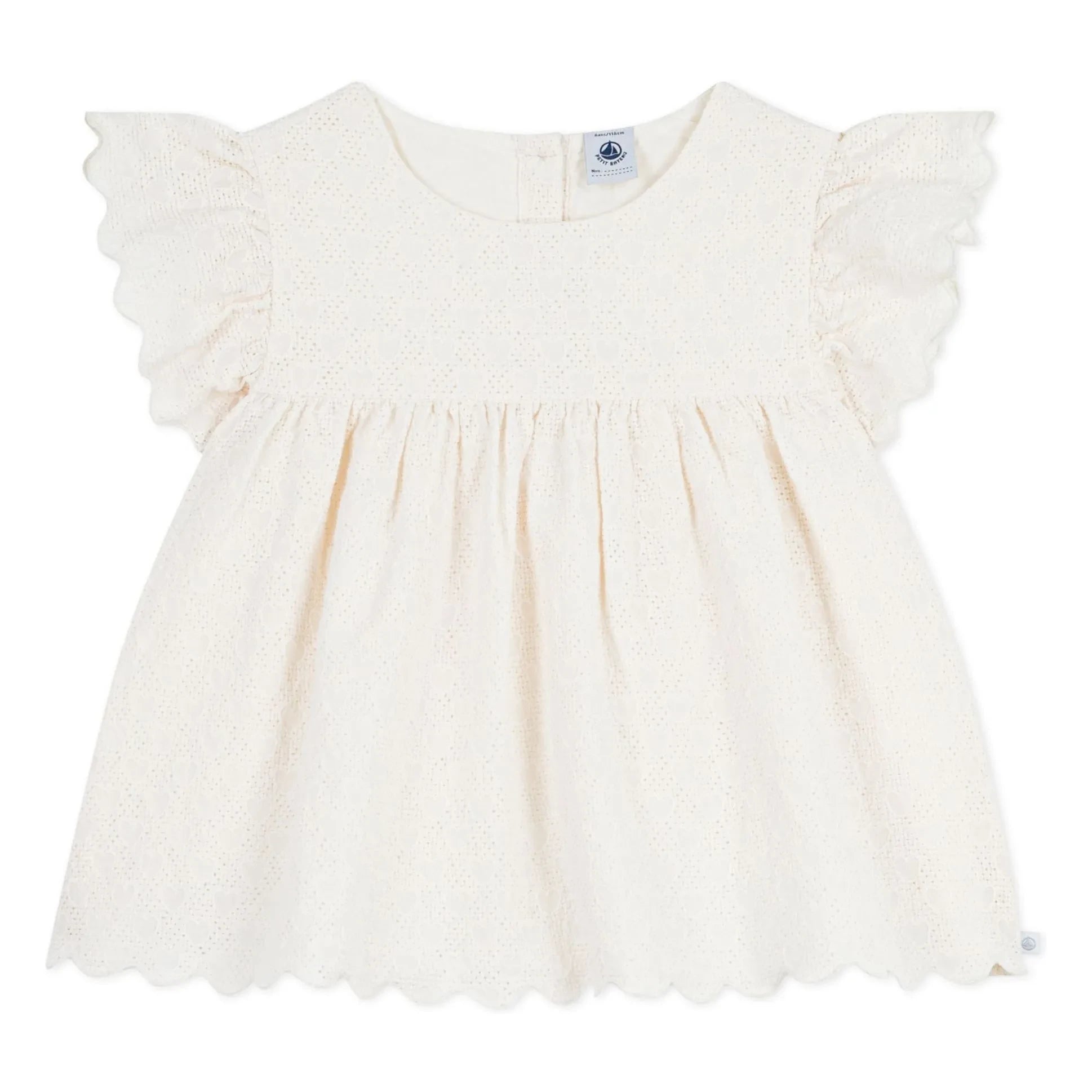 Petit Bateau - Broderie Anglaise Bluz Organik Pamuk | Ekru
