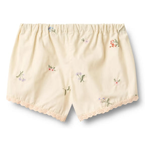 Wheat - Lace Embroidered Shorts Organic Cotton Flowers | Ivory