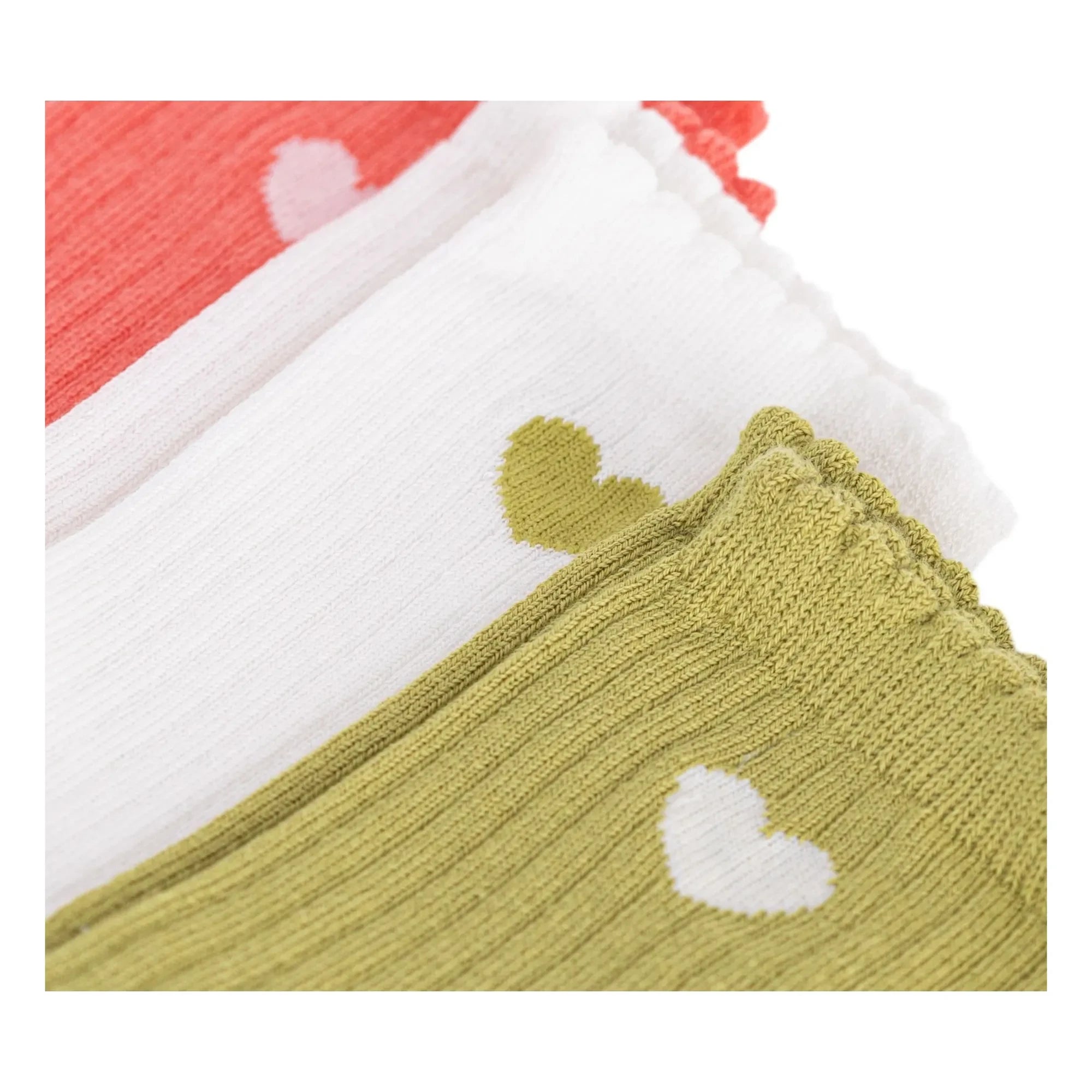Petit Bateau - 3 Pairs of Jacquard Heart Socks Set | Green
