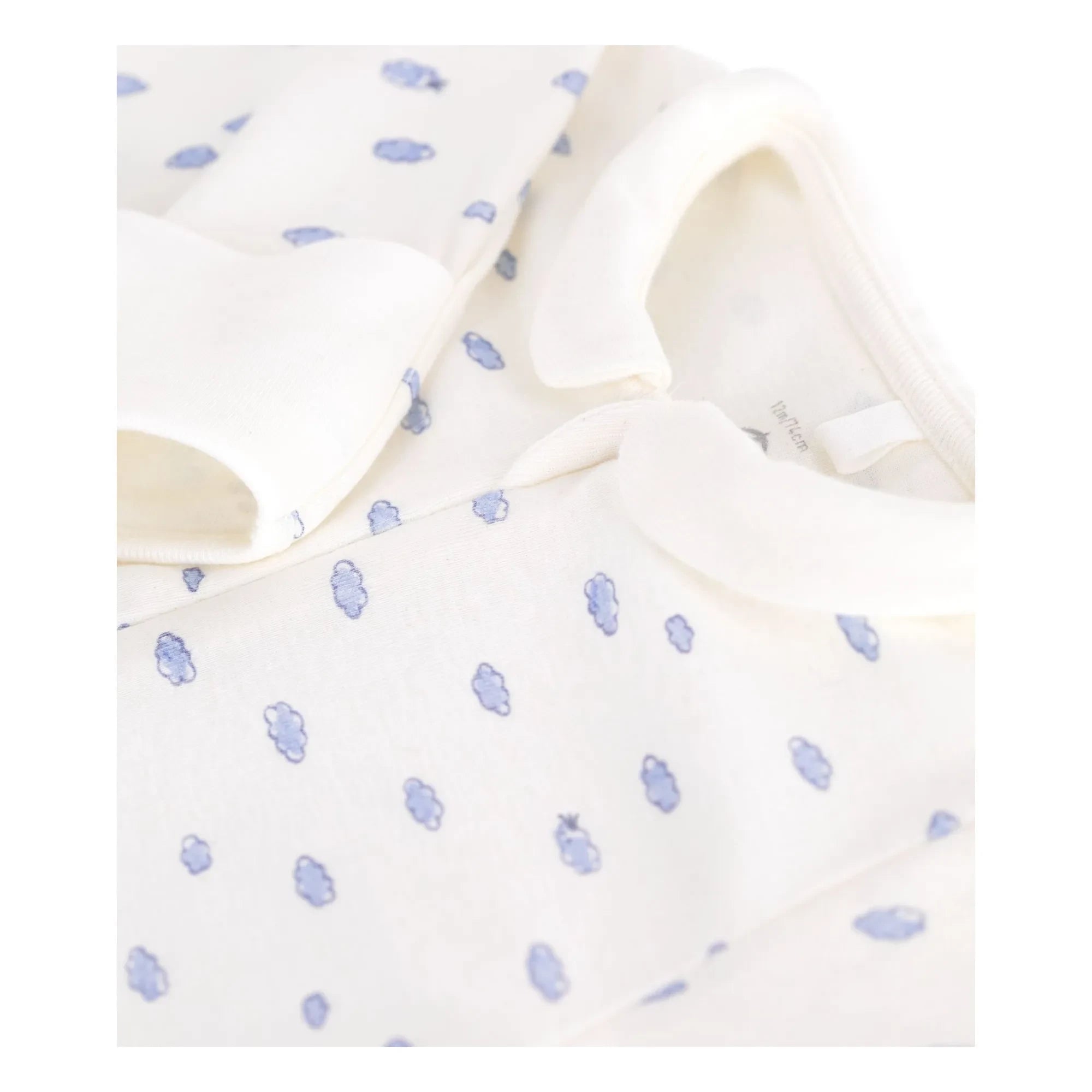Petit Bateau - Cloud Organic Cotton Zip-Up Pajamas | White