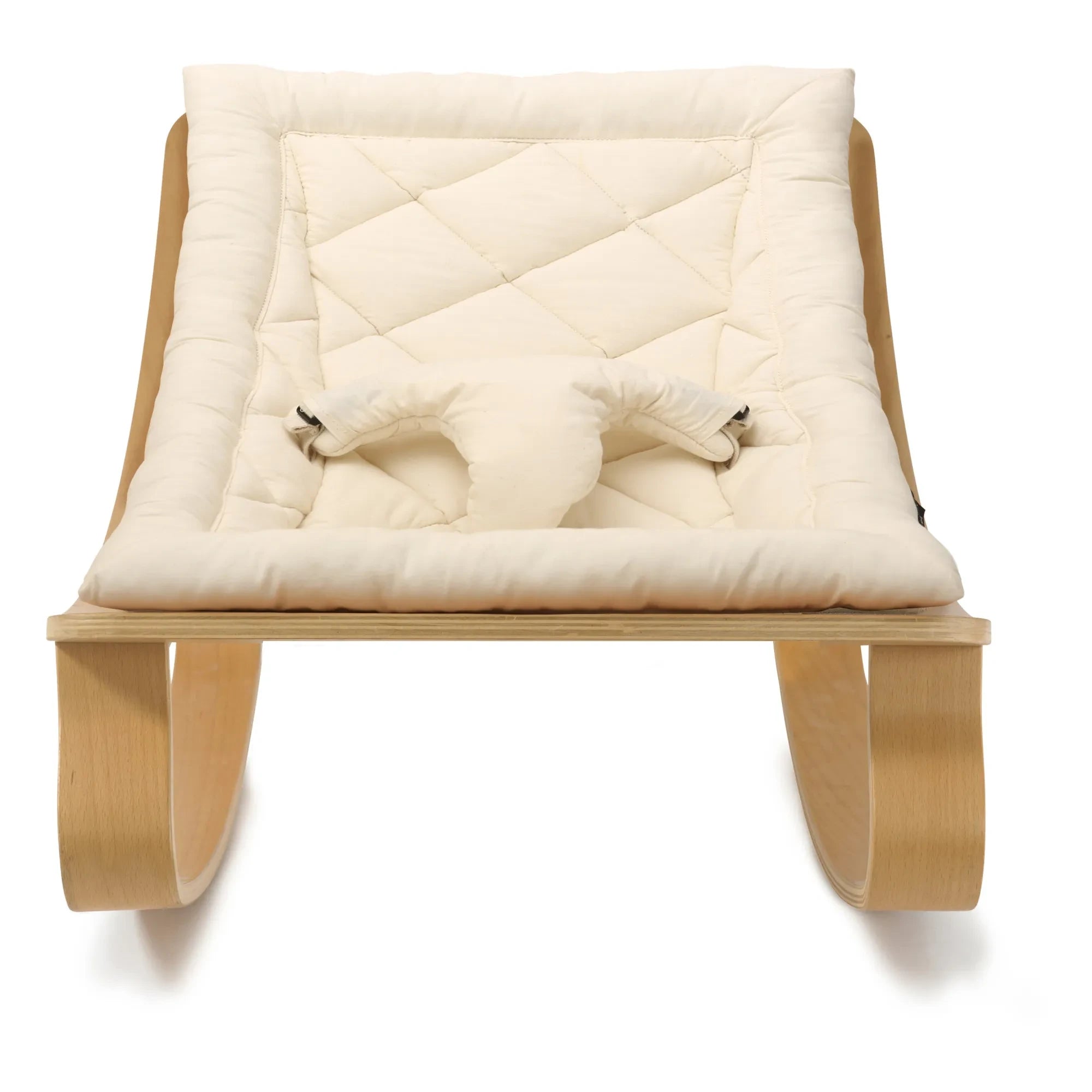 Charlie Crane - Levo Baby Rocker - Beech Wood and Ecru Organic Cotton Cushion | Ecru