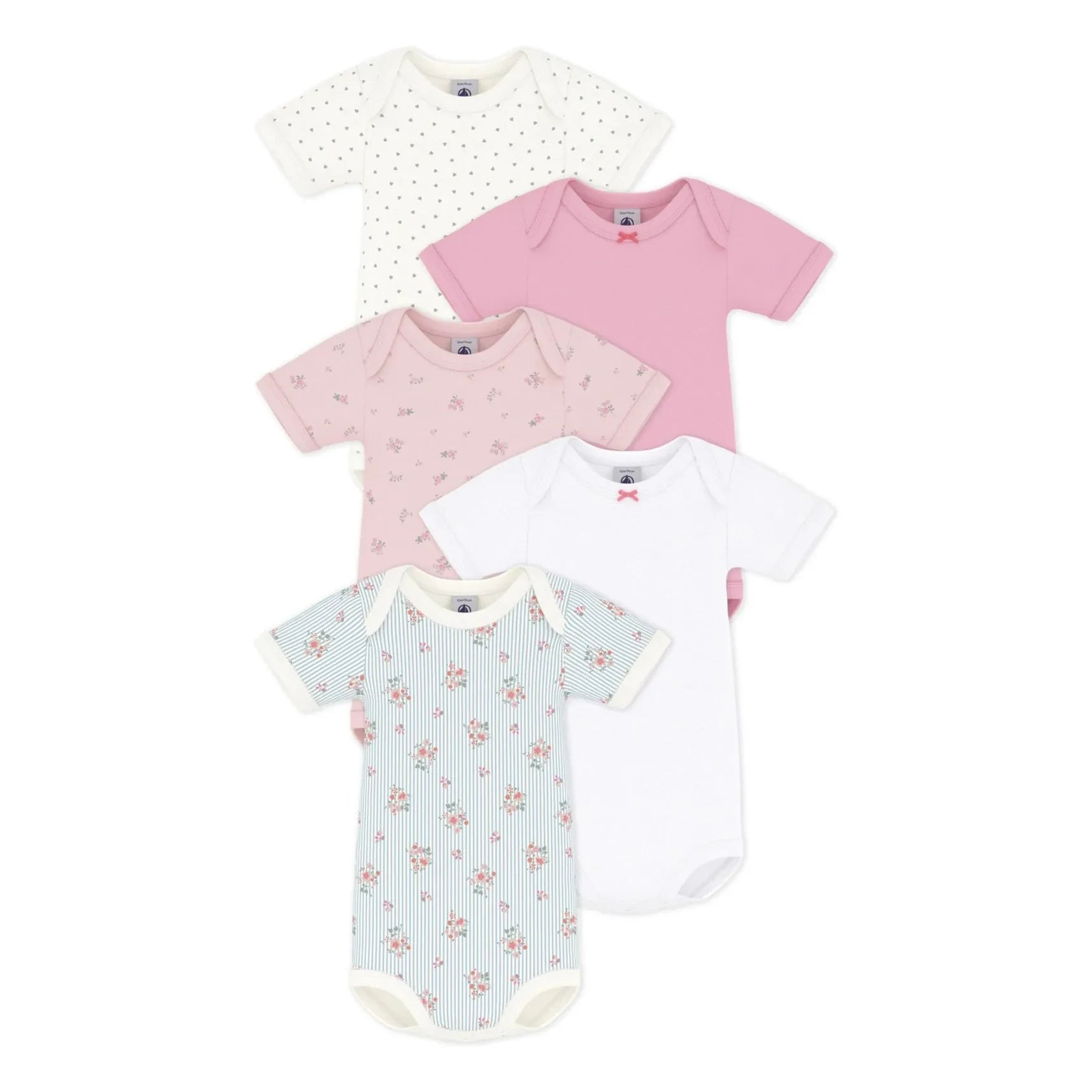 Petit Bateau - 5er-Set Body mit Blumenmuster | Rosa