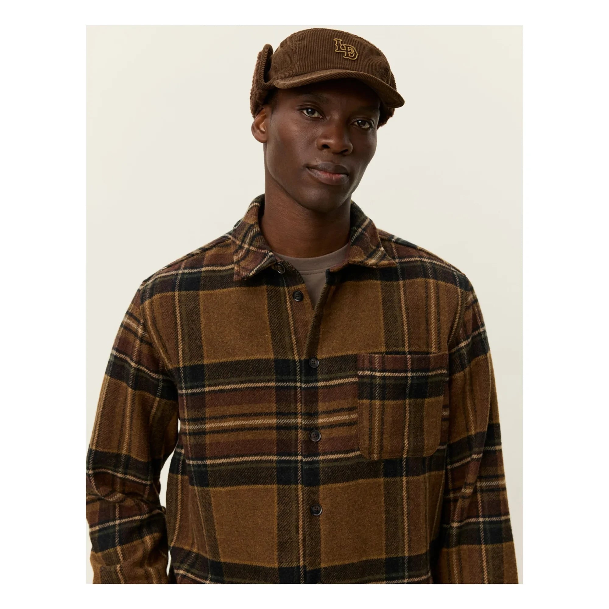 Les Deux - Kaleb Ekoseli Yün Overshirt | Kahverengi