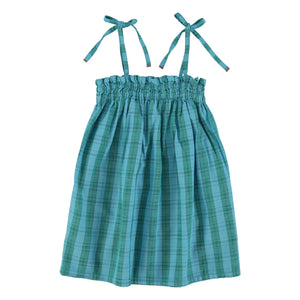 Piupiuchick - Organic Cotton Check Dress | Blue