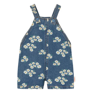Tinycottons - Short denim dungarees with daisy print | Blue