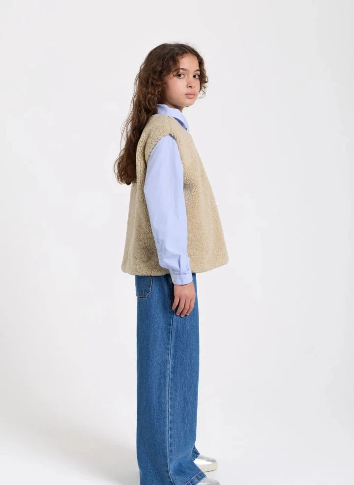 Smallable Kid - Jude ärmellose Sherpa-Jacke | Beige