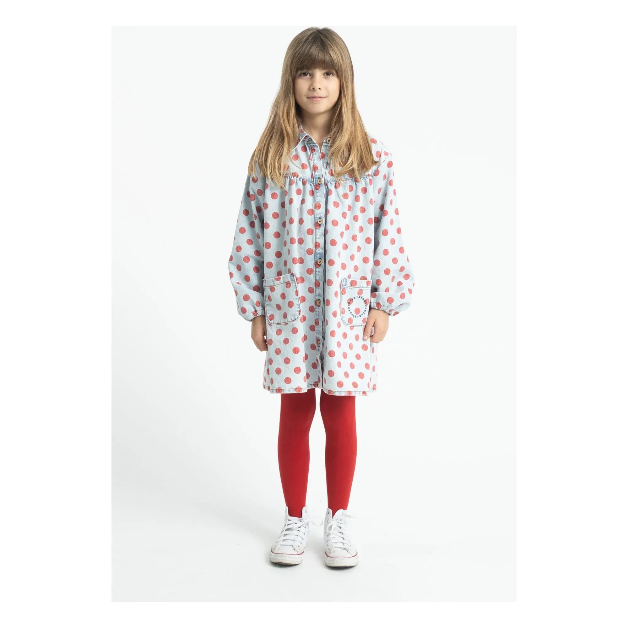 Piupiuchick - Pois Denim Elbise | Açık Mavi