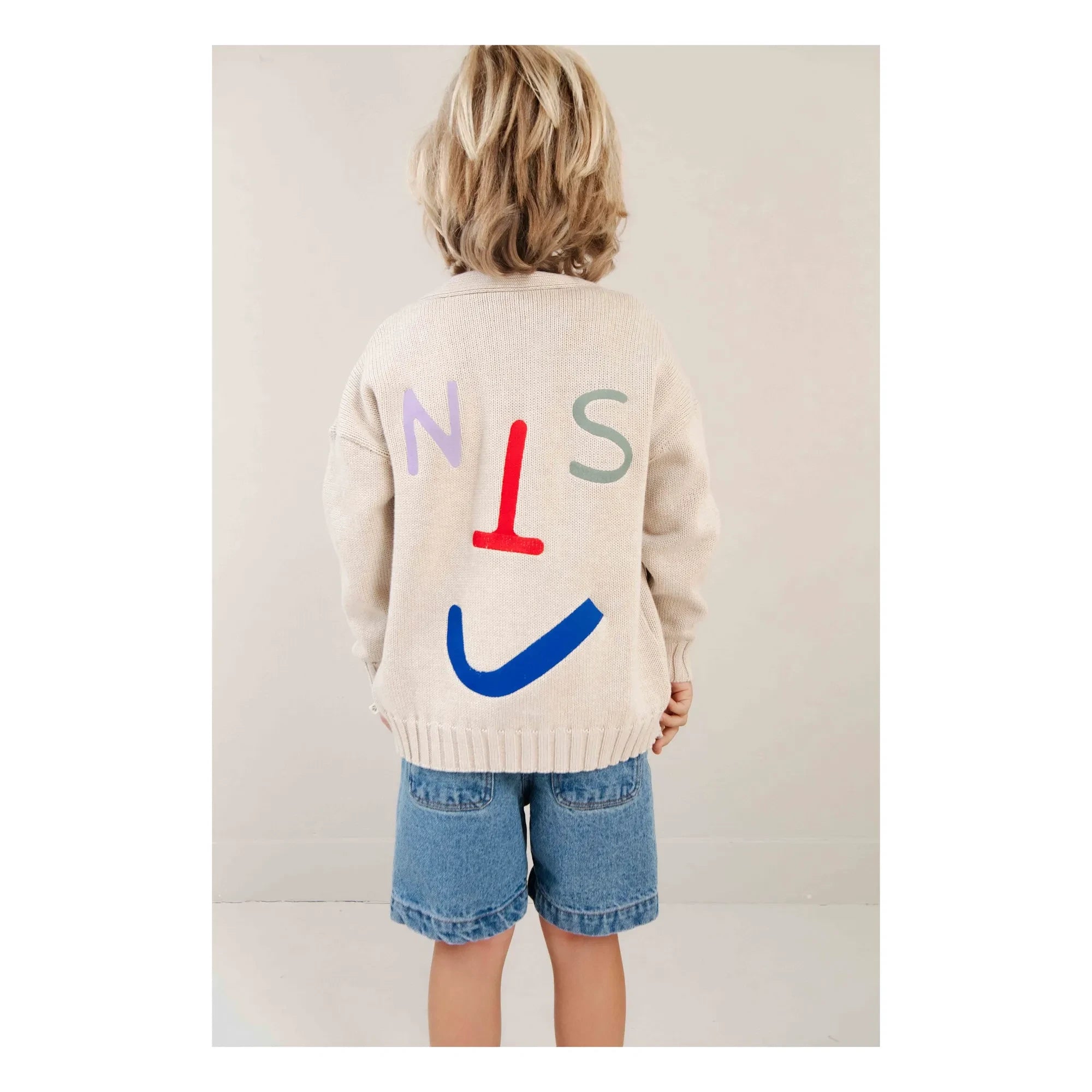 Jenest - Face organic cotton cardigan | Sand