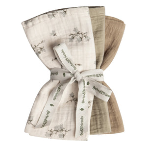 garbo&friends - Cotton Muslin Swaddle Bluebell - Set of 3 | Cream