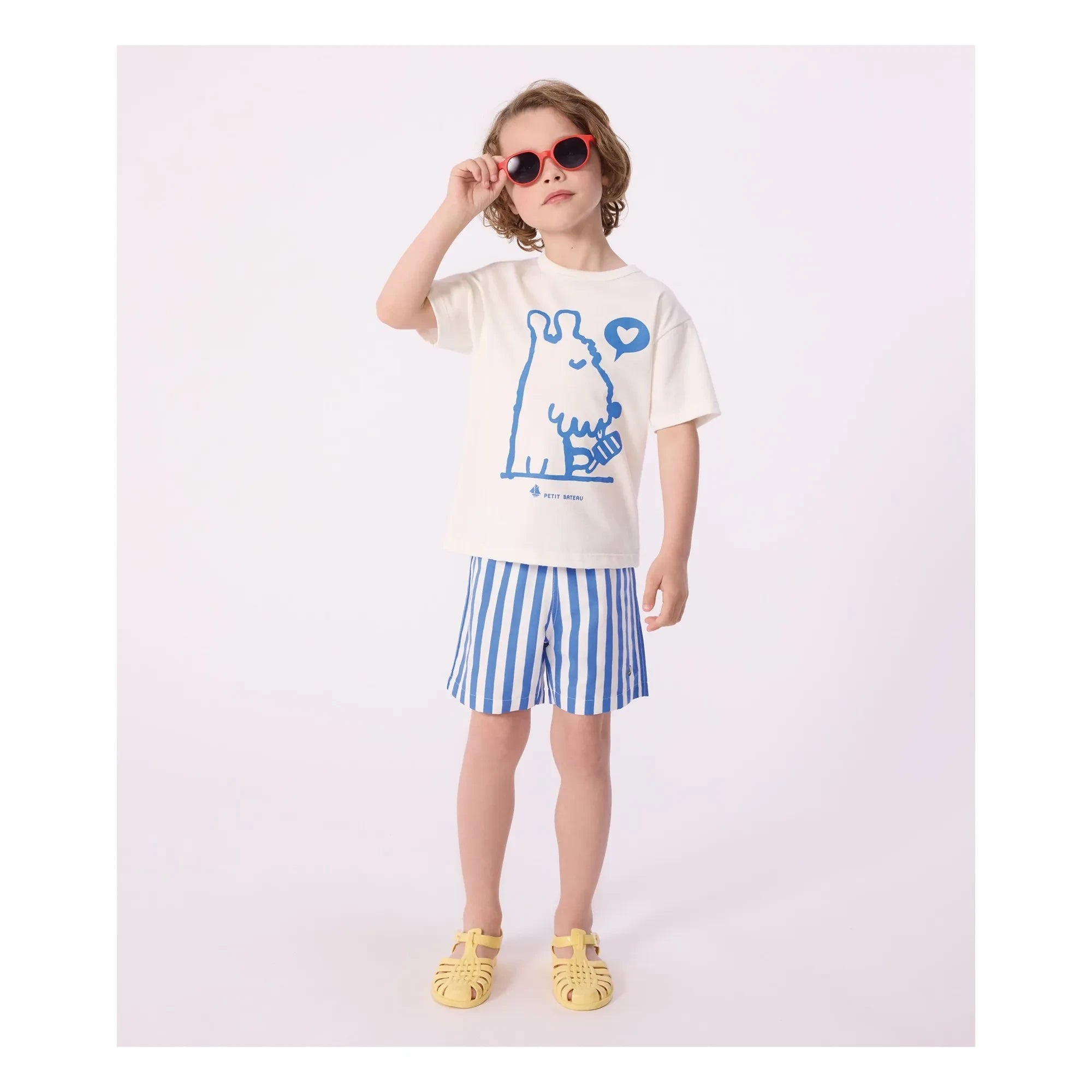Petit Bateau - Recycled Fiber Striped Swim Shorts | Blue