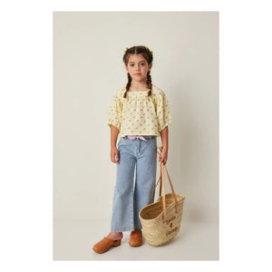 Tocoto Vintage - 3/4 Kollu Çiçek Desenli Bluz | Sarı