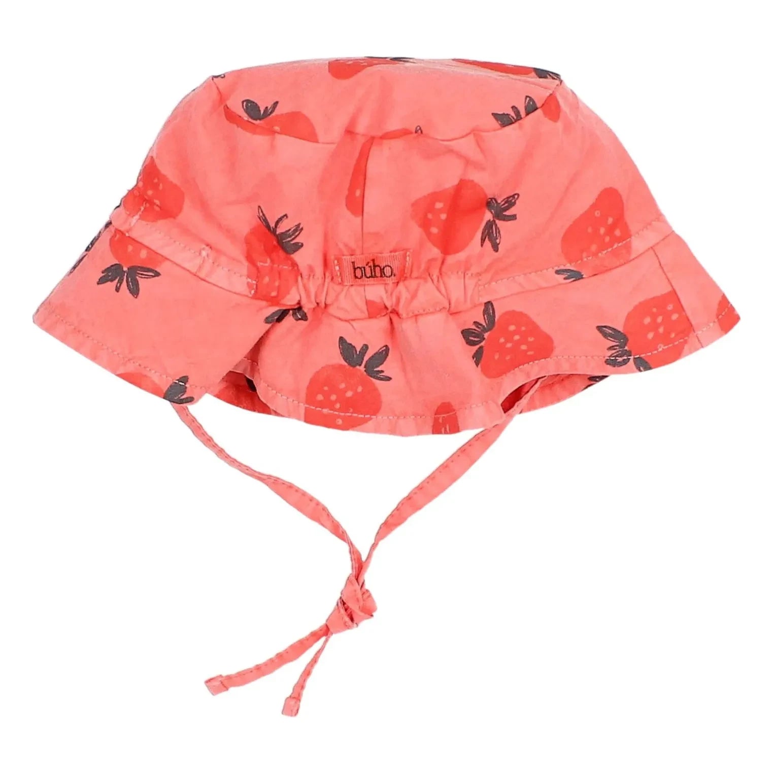 Búho - Strawberry Printed Organic Cotton Baby Hat | Light Red