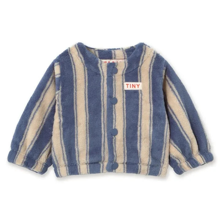 Tinycottons – Gestreifte Fleecejacke | Petrolblau